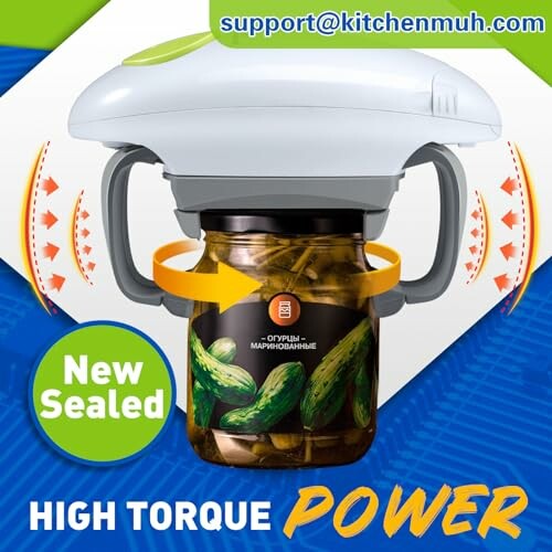 Automatic jar opener on a pickle jar with high torque power.