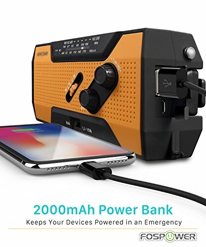 Fospower power bank radio charging a smartphone