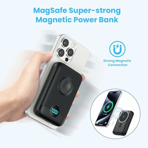 MagSafe magnetic power bank attached to smartphone