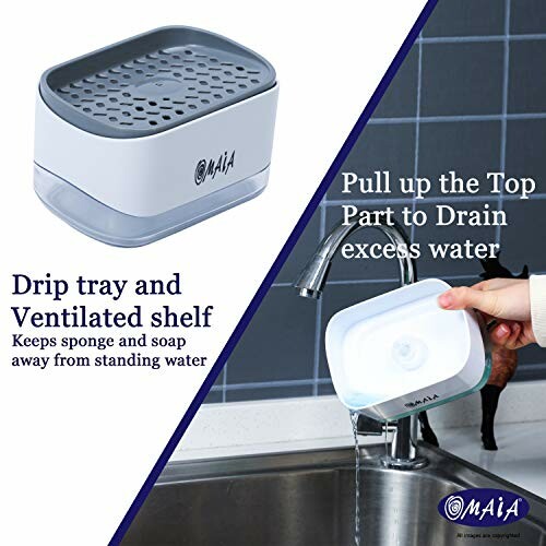 Maia drip tray with ventilated shelf and water drainage.