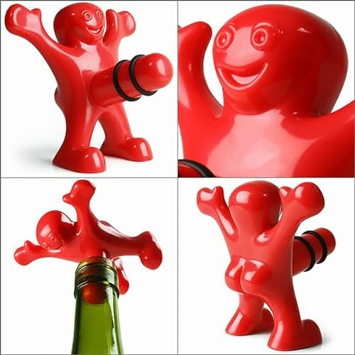 Red figure bottle opener with playful design