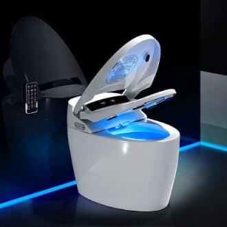 Smart toilet with blue light and remote control.