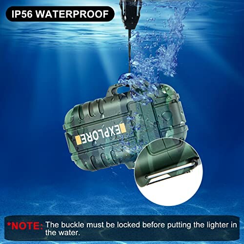 Waterproof Explore case submerged in water with IP56 rating.